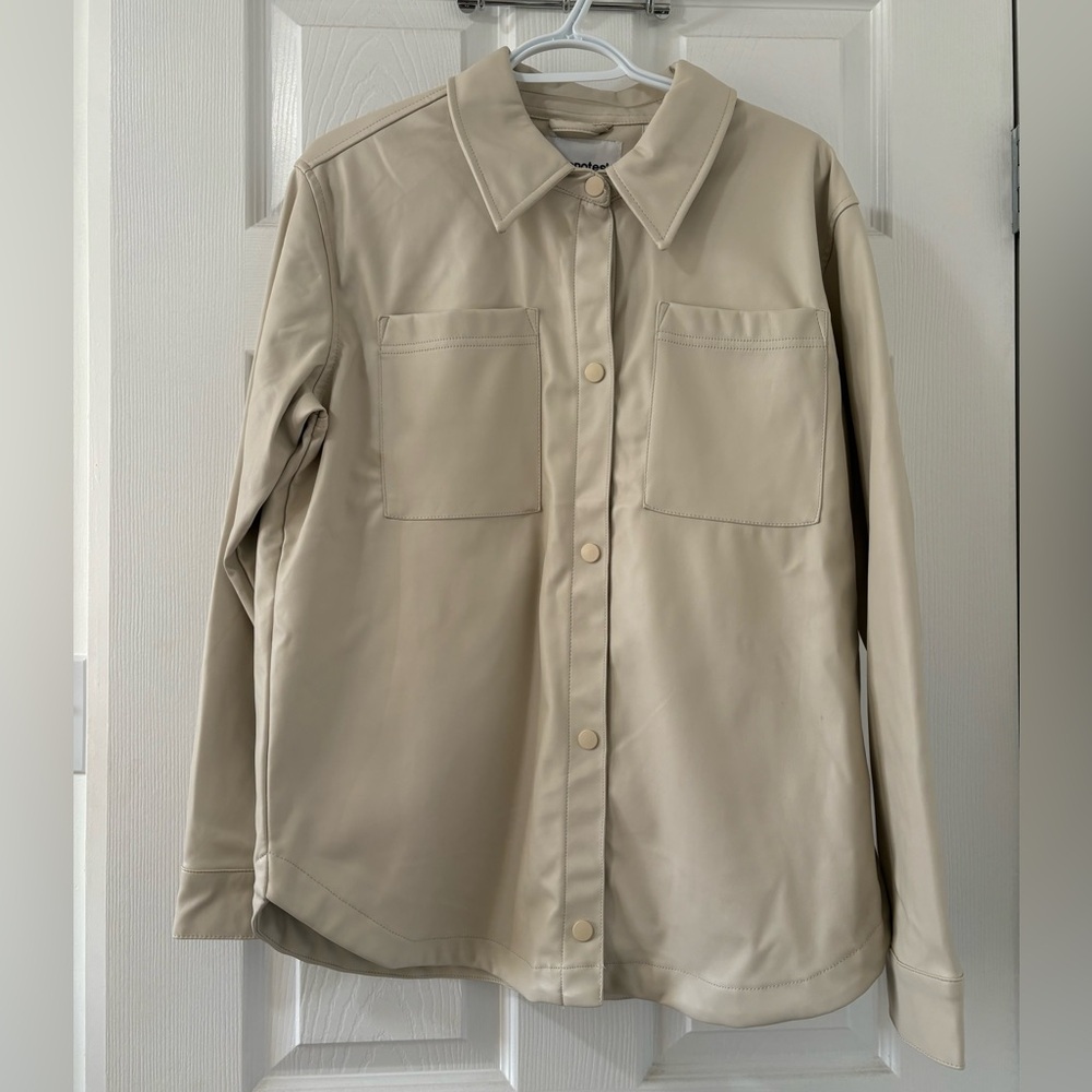 Bluenotes Cream Faux Leather Jacket